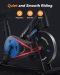 MERACH Exercise Bike, Brake Pad/Magnetic Stationary Bike with Exclusive App, Low Noise Indoor Cycling Bike with 270LBS Weight Capacity, Dumbbell Rack and Fitness Courses for Weight Loss