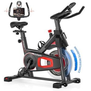 Exercise Bike, Adjustment Magnetic Resistance, Super Silent Belt Drive Indoor Bike for Home Workout, Stationary Bike with 350LBS Weight Capacity, Comfortable Seat Cushion, LCD Monitor