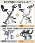 Pooboo Folding Exercise Bike, Foldable Fitness Stationary Bike, Upright Indoor Cycling Bike, 4-in-1 Magnetic X-Bike with 8-Level Adjustable Resistance, Upgraded Mesh Backrest for Home Gym Workout