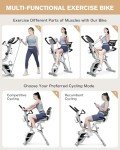 Pooboo Folding Exercise Bike, Foldable Fitness Stationary Bike, Upright Indoor Cycling Bike, 4-in-1 Magnetic X-Bike with 8-Level Adjustable Resistance, Upgraded Mesh Backrest for Home Gym Workout