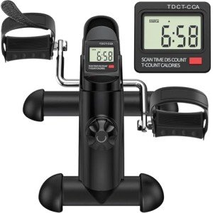 GOREDI Under Desk Bike Pedal Exerciser, Portable Mini Exercise Bike with LCD Display for Home/Office, Desk Cycle for Leg/Arm with Handle, Leg Exerciser While Sitting for Seniors