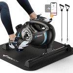 Under Desk Bike Pedal Exerciser, Quiet Magnetic Mini Exercise Bike with MERACH App for Arm, Leg Recovery, Physical Therapy, Smooth Foot Desk Cycle with 2 Resistance Bands & Non-Slip Mat