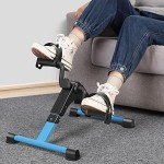 Folding Pedal Exerciser Mini Exercise Bike Portable Peddler Under Desk Bike with LCD Display for Arms and Legs Workout (Blue)