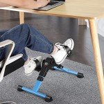 Folding Pedal Exerciser Mini Exercise Bike Portable Peddler Under Desk Bike with LCD Display for Arms and Legs Workout (Blue)