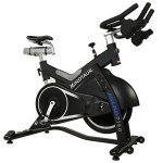Sunny Health & Fitness ASUNA 7150 Minotaur Exercise Bike Magnetic Belt Drive Commercial Indoor Cycling Bike with 330 LB Max Weight, SPD Style/Cage Pedals and Aluminum Frame, Black