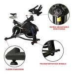 Sunny Health & Fitness ASUNA 7150 Minotaur Exercise Bike Magnetic Belt Drive Commercial Indoor Cycling Bike with 330 LB Max Weight, SPD Style/Cage Pedals and Aluminum Frame, Black