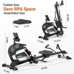 Pooboo Magnetic Rowing Machine 360 LB Weight Capacity, Folding Rower with Combination Strength Exercise, Tablet Holder and Comfortable Seat Cushion, Rower for Home Use