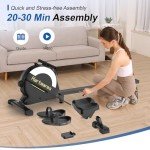 Rowing Machines for Home,Hartwares Magnetic Rowing Machine with 77lbs High Resistance Rowing Machine,16 Levels of Quiet Resistance,Rower Machine for Home Row Machine,App Compatible,LCD Monitor