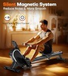 Rowing Machine, MOSUNY Magnetic Rowing Machines for Home 350 LB Weight Capacity, 16 Levels Resistance Row Machine with Dual Slide Rail, Bluetooth, App Compatible