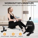 Panana Rower Machines for Home, Foldable Rowing Magnetic, Compact Fitness Equipment with Quiet Resistance 8 Levels, 300 lbs Weight Capacity, Phone Holder and Comfortable Seat Cushion