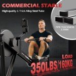 PASYOU Air Magnetic Rowing Machine for Home 10-Level Resistance 350lb Load Rower Machine Foldable Commercial Row Machines with 47in Rail and Bluetooth Backlit Monitor, Adjustable Device Holder PR70