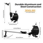 Panana Rower Machines for Home, Foldable Rowing Magnetic, Compact Fitness Equipment with Quiet Resistance 8 Levels, 300 lbs Weight Capacity, Phone Holder and Comfortable Seat Cushion