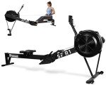 Fitvids Rowing Machine for Home, Indoor Exercise Equipment, Wind Resistance Rowing Machine with LCD Display, Adjustable Air Resistance, Comfortable Seat Cushion, Easy Storage