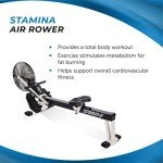 Stamina Air Rower - Rower Machine with Smart Workout App - Rowing Machine with Air Resistance for Home Gym Fitness - Up to 250 lbs Weight Capacity - Black/White