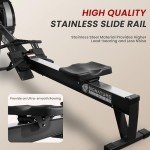 Fitvids Rowing Machine for Home, Indoor Exercise Equipment, Wind Resistance Rowing Machine with LCD Display, Adjustable Air Resistance, Comfortable Seat Cushion, Easy Storage