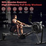 PASYOU Air Magnetic Rowing Machine for Home 10-Level Resistance 350lb Load Rower Machine Foldable Commercial Row Machines with 47in Rail and Bluetooth Backlit Monitor, Adjustable Device Holder PR70