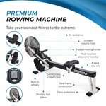 Stamina Air Rower - Rower Machine with Smart Workout App - Rowing Machine with Air Resistance for Home Gym Fitness - Up to 250 lbs Weight Capacity - Black/White