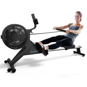 SereneLife Exercise Folding Rowing Machines Magnetic - 16Level Magnetic & Air Resistance Rowing Machine, Foldable Travel Portable Rower Fitness Machine with Bluetooth, LCD, App Compatible