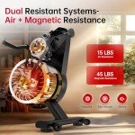 BOTORRO Air Magnetic Rowing Machines for Home BW5 Commercial Rower Machine Max Load 350LB 10-Level Resistance Easy Assembly Bluetooth LED Monitor Adjustable Tablet Stand Fit for Whole Family