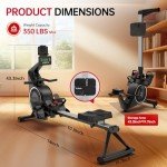 BOTORRO Air Magnetic Rowing Machines for Home BW5 Commercial Rower Machine Max Load 350LB 10-Level Resistance Easy Assembly Bluetooth LED Monitor Adjustable Tablet Stand Fit for Whole Family