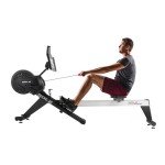 Sole Fitness SR550 Rower, Foldable Rowing Machines for Home Use, Bluetooth, Touch Screen, Heart Monitoring, Air & Magnetic Resistance Row Machine, Rowers for at Home Exercise