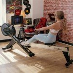 Sole Fitness SR550 Rower, Foldable Rowing Machines for Home Use, Bluetooth, Touch Screen, Heart Monitoring, Air & Magnetic Resistance Row Machine, Rowers for at Home Exercise