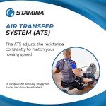 Stamina ATS Air Rower, Grey - Smart Workout App, No Subscription Required - Foldable Rowing Machine for Home Use