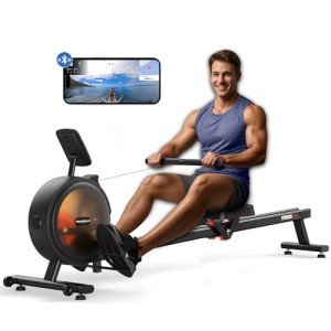 FEIERDUN Rowing Machines for Home, Rower Machine with 350LBS Loading Capacity, Magetic Rower with APP, Row Machine with Dual Slide Rail, Black