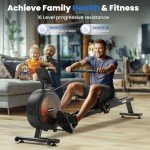 FEIERDUN Rowing Machines for Home, Rower Machine with 350LBS Loading Capacity, Magetic Rower with APP, Row Machine with Dual Slide Rail, Black
