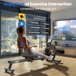 FEIERDUN Rowing Machines for Home, Rower Machine with 350LBS Loading Capacity, Magetic Rower with APP, Row Machine with Dual Slide Rail, Black