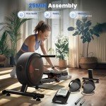 FEIERDUN Rowing Machines for Home, Rower Machine with 350LBS Loading Capacity, Magetic Rower with APP, Row Machine with Dual Slide Rail, Black