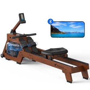 MERACH Water Rowing Machines for Home, Finest Solid Wood Row Machine with LCD Digital Monitor, Ergonomic Seating and Tablet Holder, Easy Assembly Rower Machine with Bluetooth Compatible