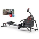 Sunny Health & Fitness Smart Silent Magnetic Rowing Machine with Aluminum Dual Slide Rail – Magnetic Resistance Rower Designed for Low-Impact Full-Body Workouts and Users up to 300 LB - SF-RW523021