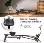Sunny Health & Fitness Smart Compact Full Motion Rowing Machine, Full-Body Workout, Extra-Long Rail, 350 LB Weight Capacity and Free SunnyFit® App Enhanced Bluetooth Connectivity SF-RW5639SMART