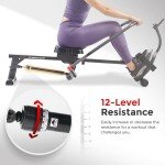 Sunny Health & Fitness Smart Compact Full Motion Rowing Machine, Full-Body Workout, Extra-Long Rail, 350 LB Weight Capacity and Free SunnyFit® App Enhanced Bluetooth Connectivity SF-RW5639SMART