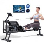 ECHANFIT Water Rowing Machine for Home，Magnetic Rower with Smart Resistance Knob,Foldable Row Machine with 400LB Max Load with Optional Bluetooth Function