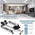 GYMAX Rowing Machine for Home, 265LBS Weight Capacity Hydraulic Rowing Machine with Adjustable Cylinder Resistance up to 110lbs & LCD Monitor, Compact Full Motion Rower for at Home Exercise (Silver)