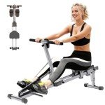 TEMPTIPS Home Folding Rowing Machine, Hydraulic Rowing Machine. Dual Tracks for Quieter, Indoor Fitness。with 12 Levels of Adjustable Resistance. LCD Display for Real-time Recording
