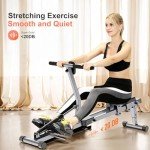 TEMPTIPS Home Folding Rowing Machine, Hydraulic Rowing Machine. Dual Tracks for Quieter, Indoor Fitness。with 12 Levels of Adjustable Resistance. LCD Display for Real-time Recording