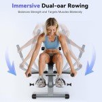 UKEEP Compact Full Motion Rowing Machine, Dual-Oar 350 LB Weight Capacity, Heavy-Duty Rail, Strengthen Lats for Greater Back Width and Thickness Full-Body Workout