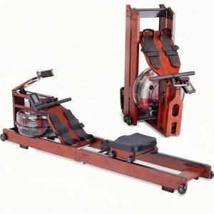 ECHANFIT Water Rowing Machines for Home，Foldable Rower with 400LBS Max Load, Rowing Machine with 360° Adjustable Device Holder, Professional Monitor and 3 App Compatible