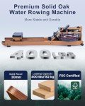 TOPIOM Water Rowing Machine for Home Use, Solid Wood Rower Machine with Upgraded Handle and Adjustable Footpad, TM3 Dedicated Monitor & Bluetooth Connection (Oak Pro)