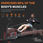 SNODE Rowing Machine with Advanced LCD Monitor,Wood Rower Machine for Home use, Compatible with Kinomap,14+30 Days Extended Membership