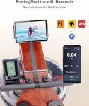 ECHANFIT Water Rowing Machines for Home，Foldable Rower with 400LBS Max Load, Rowing Machine with 360° Adjustable Device Holder, Professional Monitor and 3 App Compatible