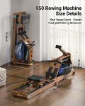 MERACH Foldable Wooden Rowing Machine, Water Electromagnetic Rower Machine for Home Use, Exclusive App Lifetime Membership, Patented Space Saver, MERACH Go Technology, 950