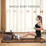 GYMTIME Water Rowing Machine for Home Use, Foldable Wood Rower Machine with Bluetooth Monitor for Cardio Training Whole Body Exercise Indoor Fitness Sports Equipment