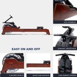Sunny Health & Fitness Elite Wooden Water Rowing Machine with Vertical Tank, Sustainable Rubberwood & Exclusive SunnyFit® App Enhanced Bluetooth Connectivity – SF-RW522075