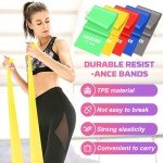 Resistance Bands, 5 Pcs Exercise Bands Elastic Stretch Bands for Fitness Yoga Pilates Stretching Strength Training, Workout Bands for Home Gym