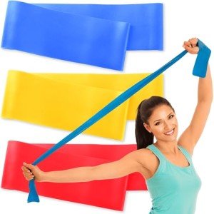 RMS Resistance Bands with Instruction Guide & Carry Bag - Latex Free Exercise Band for Working Out, Physical Therapy, Rehab, Stretch, Yoga & Pilates, Set of 3