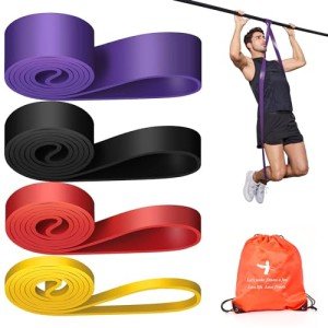 YONKFUL Pull Up Assistance Bands Set 120 LBS - 200 LBS, Long Resistance Bands for Pull Ups Working Out, Gym Workout Bands for Men Exercise Muscle Training and Shape Body - Carry Bag Included